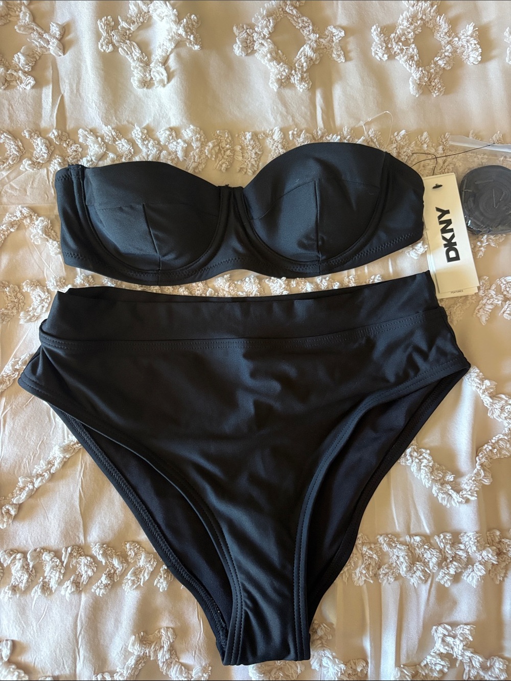 DKNY Black Strapless High-Waist Bikini NWT Size XS